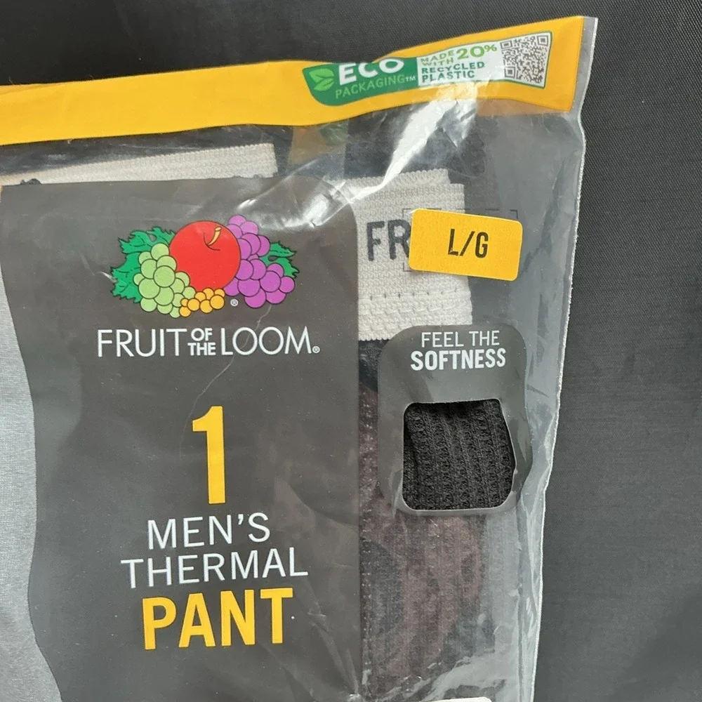 Fruit of The Loom‎ Men's Black Thermal  Long Johns Pants Size Large